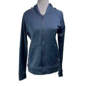Under Armour Loose Fit Full Zip Hoodie Blue Size Medium Spellout